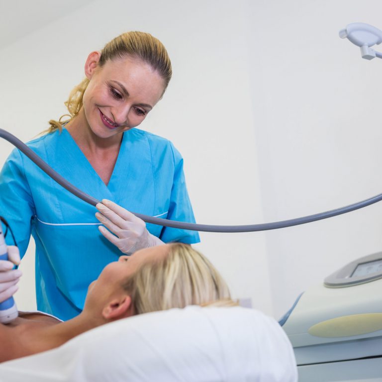 Woman receiving cryotoning